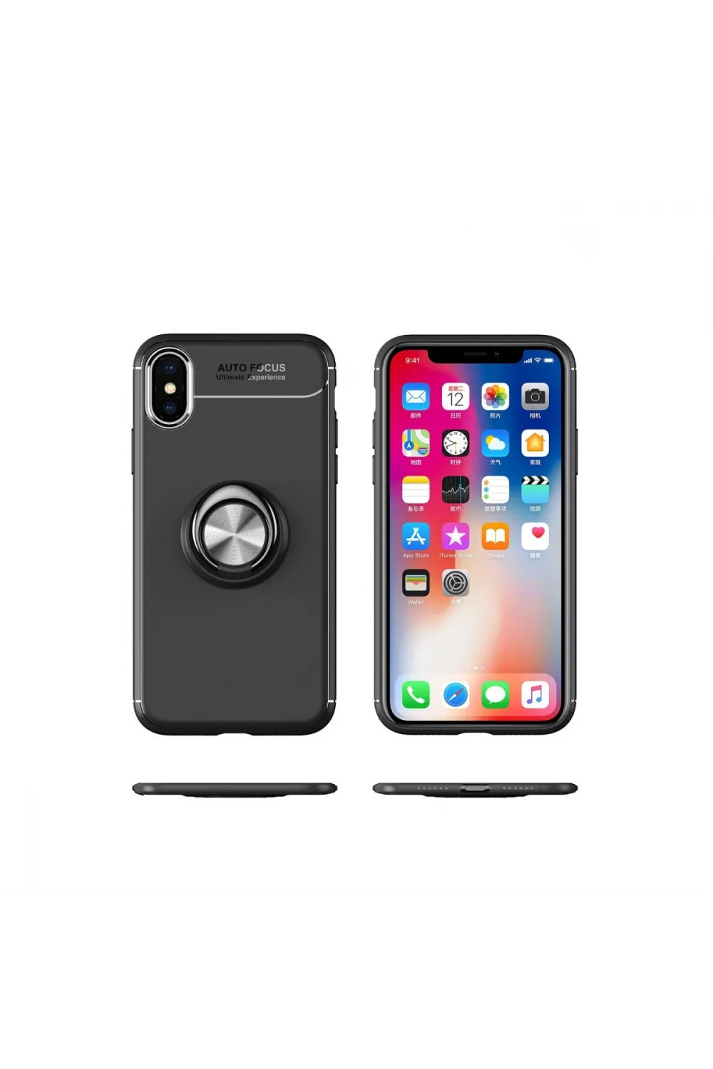 Apple İphone Xs Max Kılıf Range Yüzüklü Silikon - Siyah