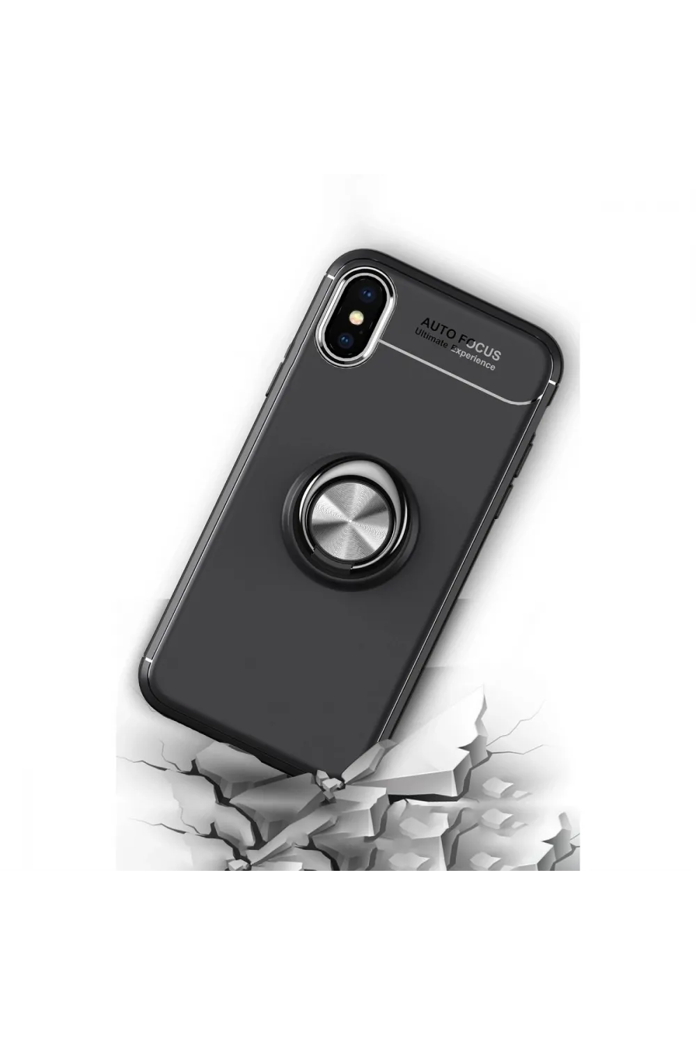 Apple İphone Xs Max Kılıf Range Yüzüklü Silikon - Siyah
