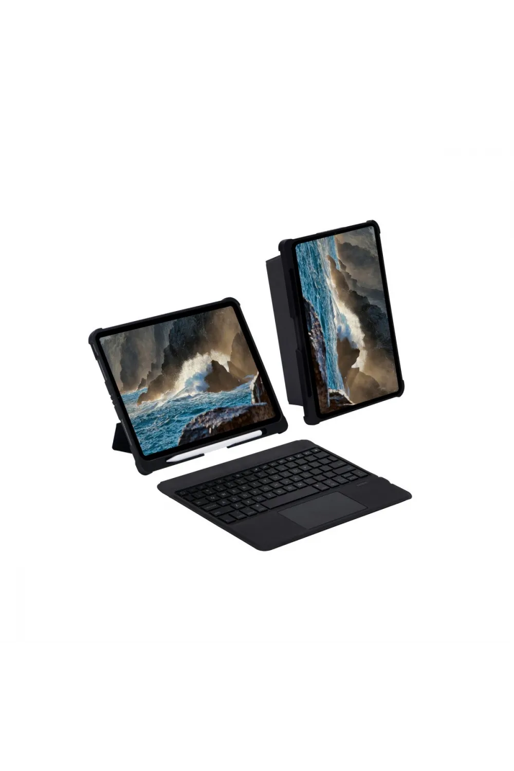 Apple T5209d İpad Pro 12.9 (2021) Kılıf İnter Ledli Klavyeli Tablet Kılıfı - Siyah