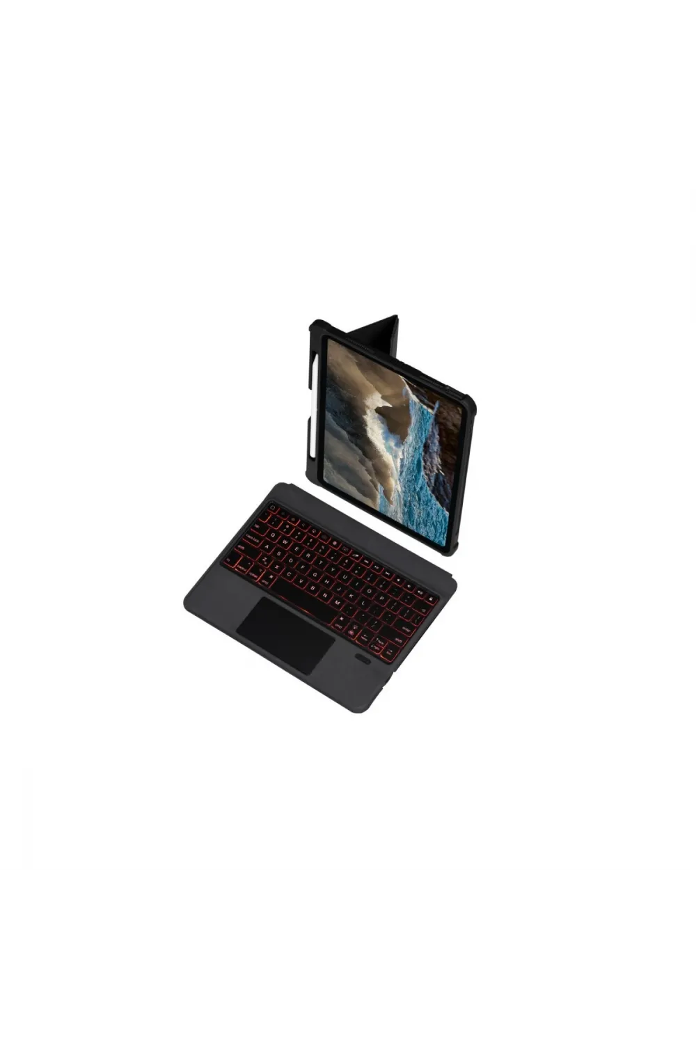 Apple T5209d İpad Pro 12.9 (2021) Kılıf İnter Ledli Klavyeli Tablet Kılıfı - Siyah