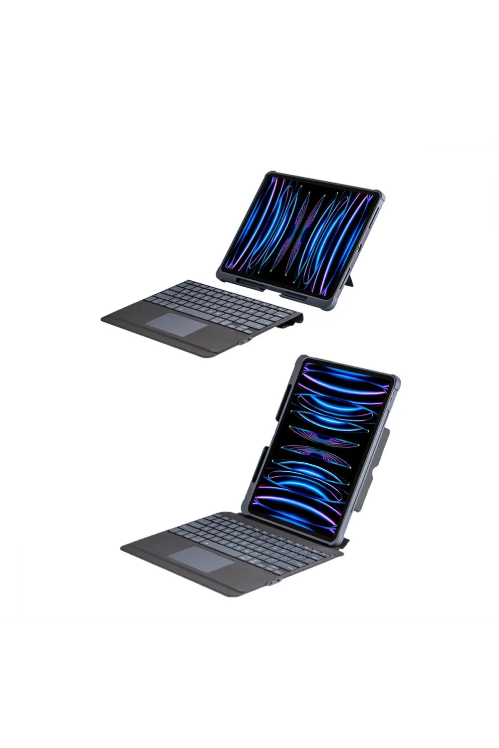 Apple T5509d İpad Pro 12.9 (2022) Kılıf Palermo Ledli Klavyeli Standlı Tablet Kılıfı - Siyah
