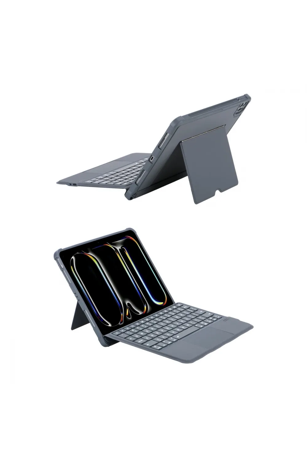 Apple T5510d İpad Pro 13 (2024) Kılıf Palermo Ledli Klavyeli Standlı Tablet Kılıfı - Siyah