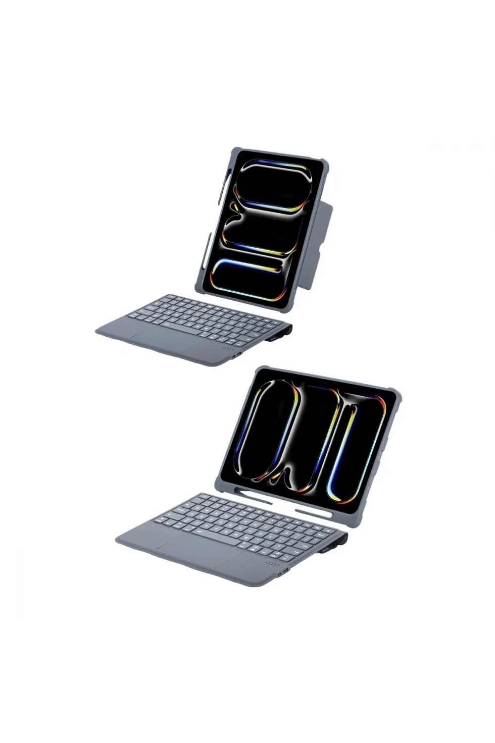 Apple T5510d İpad Pro 13 (2024) Kılıf Palermo Ledli Klavyeli Standlı Tablet Kılıfı - Siyah