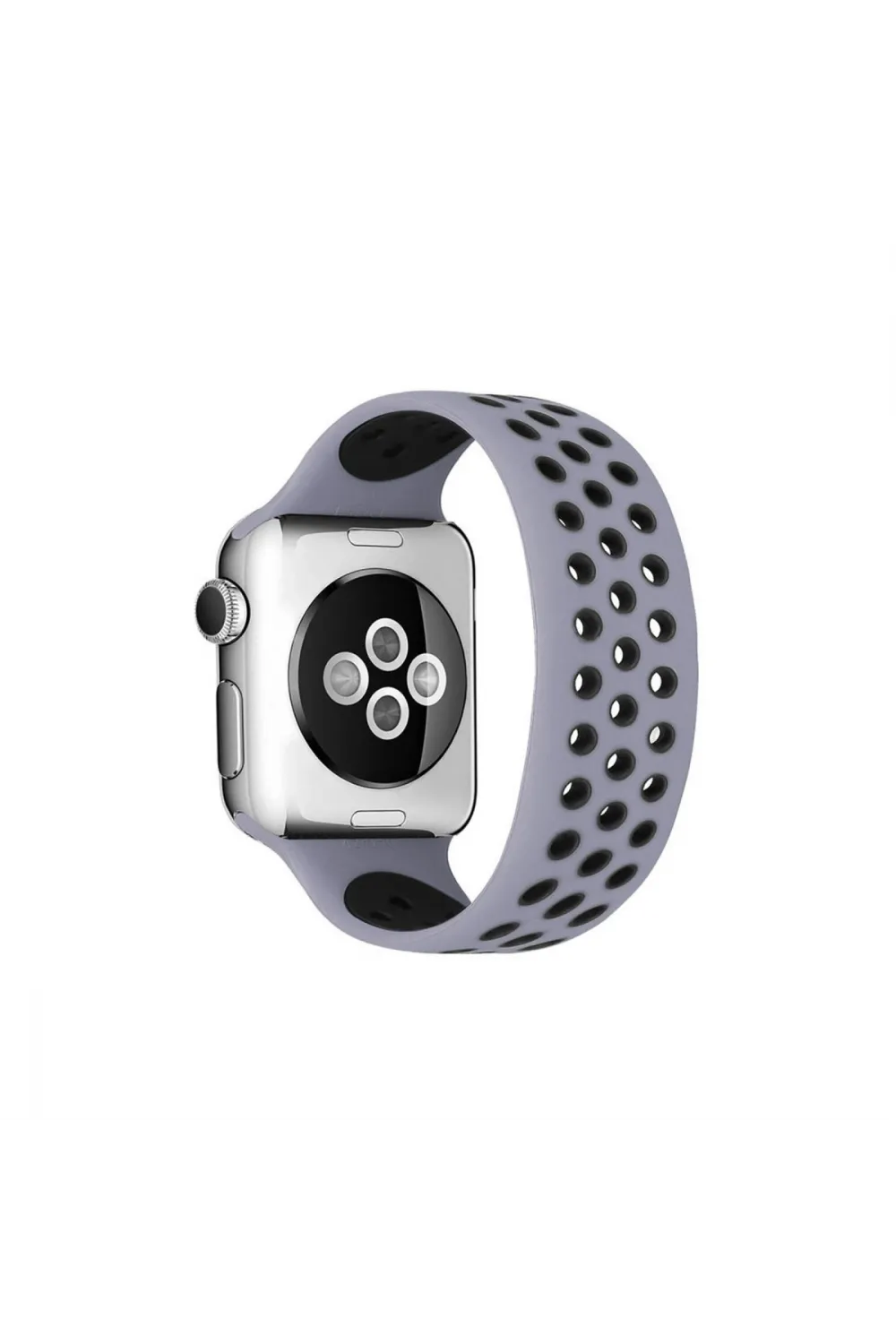 Apple Watch 38mm Ayarlı Delikli Silikon Kordon (saat Değildir) - Gri-siyah