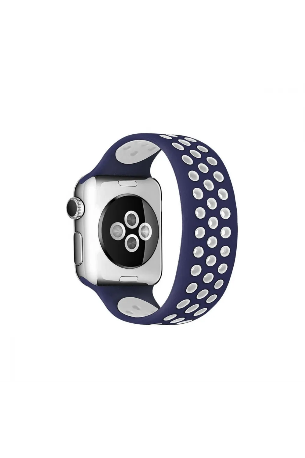 Apple Watch 38mm Ayarlı Delikli Silikon Kordon (saat Değildir) - Lacivert-beyaz