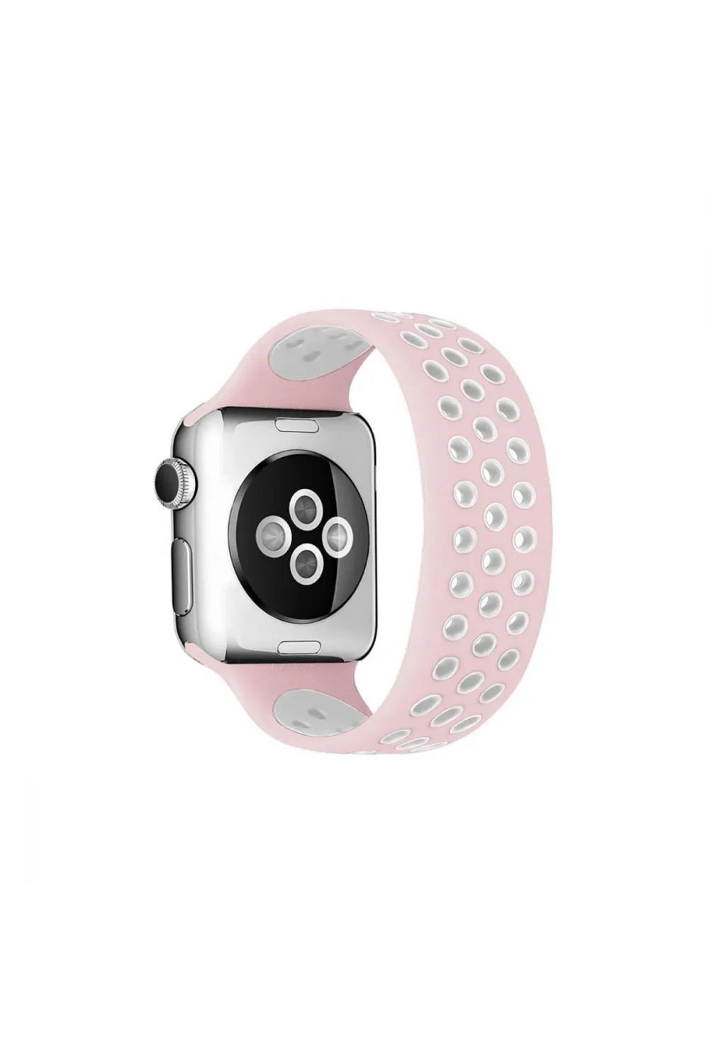 Apple Watch 38mm Ayarlı Delikli Silikon Kordon (saat Değildir) - Pembe-beyaz