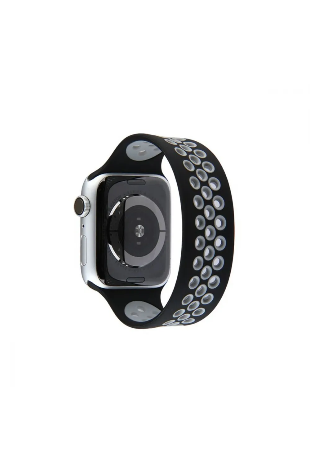 Apple Watch 38mm Ayarlı Delikli Silikon Kordon (saat Değildir) - Siyah-gri