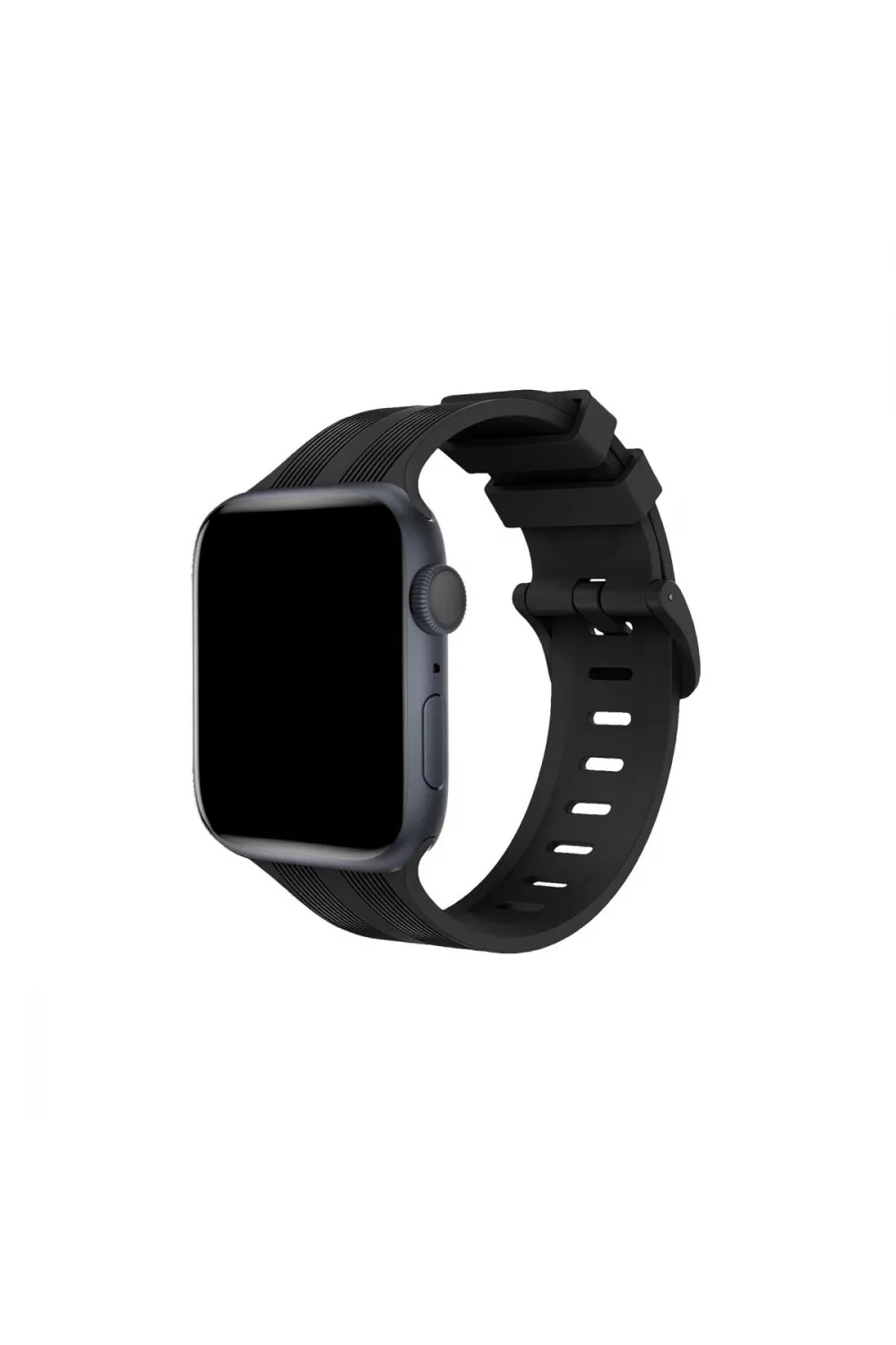 Apple Watch 38mm Kr408 Çizgili Silikon Kordon (saat Değildir) - Siyah