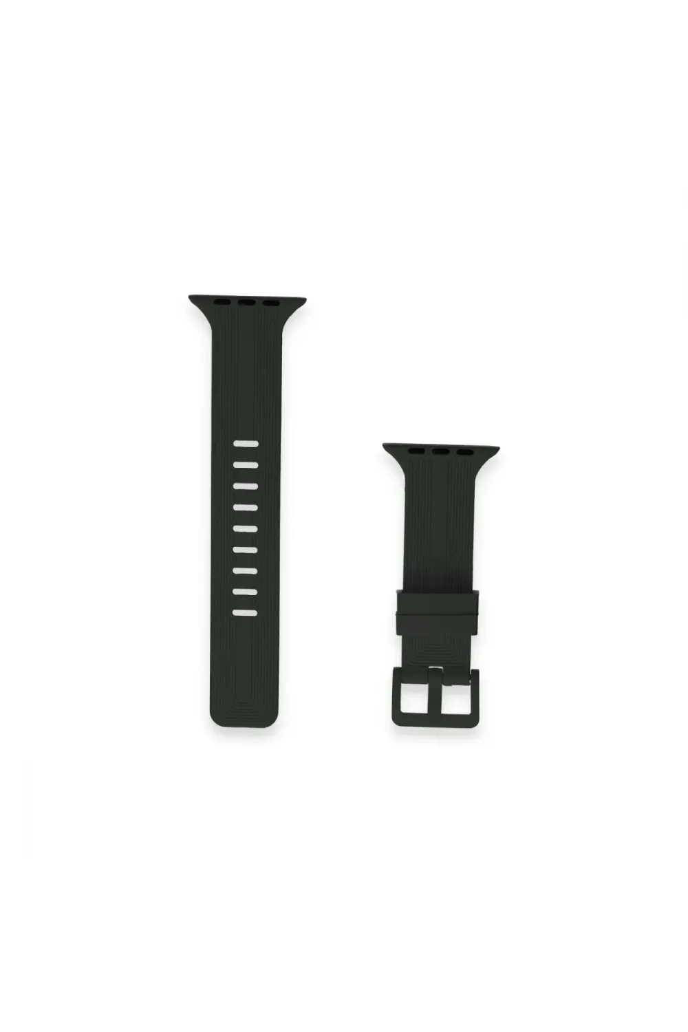Apple Watch 38mm Kr408 Çizgili Silikon Kordon (saat Değildir) - Siyah