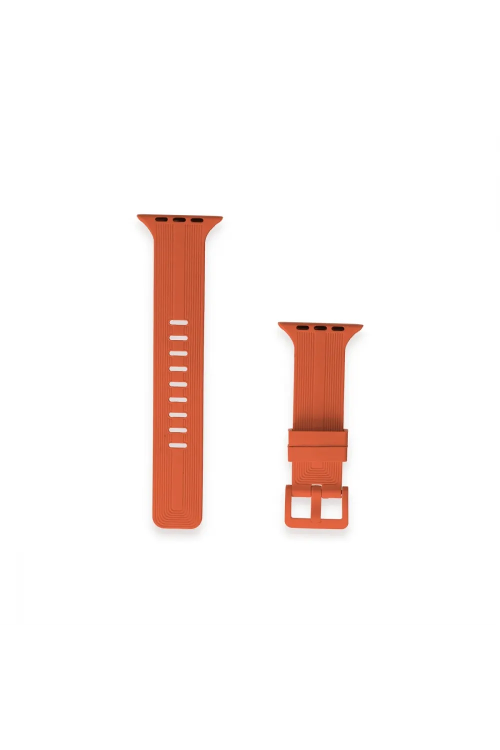 Apple Watch 38mm Kr408 Çizgili Silikon Kordon (saat Değildir) - Turuncu