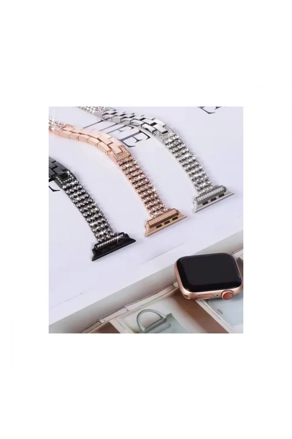 Apple Watch 38mm Live Taşlı Kordon (saat Değildir) - Siyah