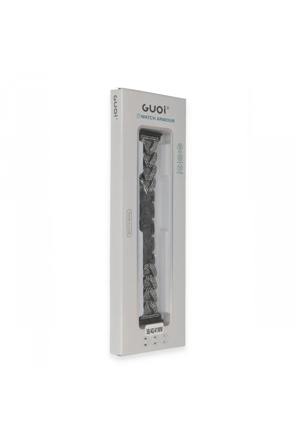 Apple Watch 38mm Node Taşlı Kordon - Siyah