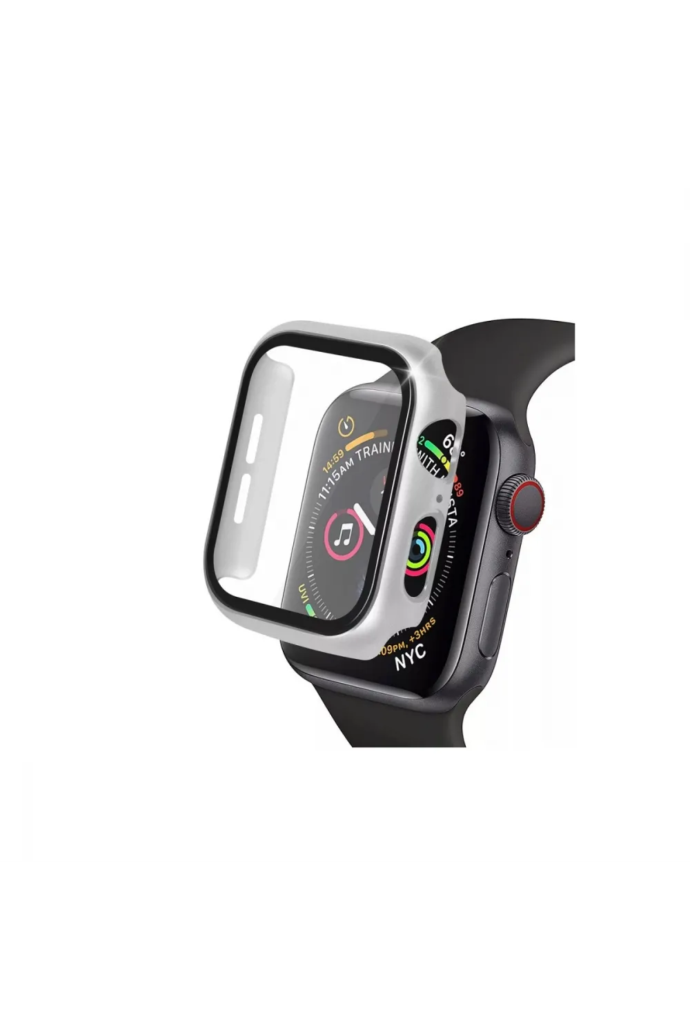 Apple Watch 41mm Camlı Kasa Ekran Koruyucu - Gümüş