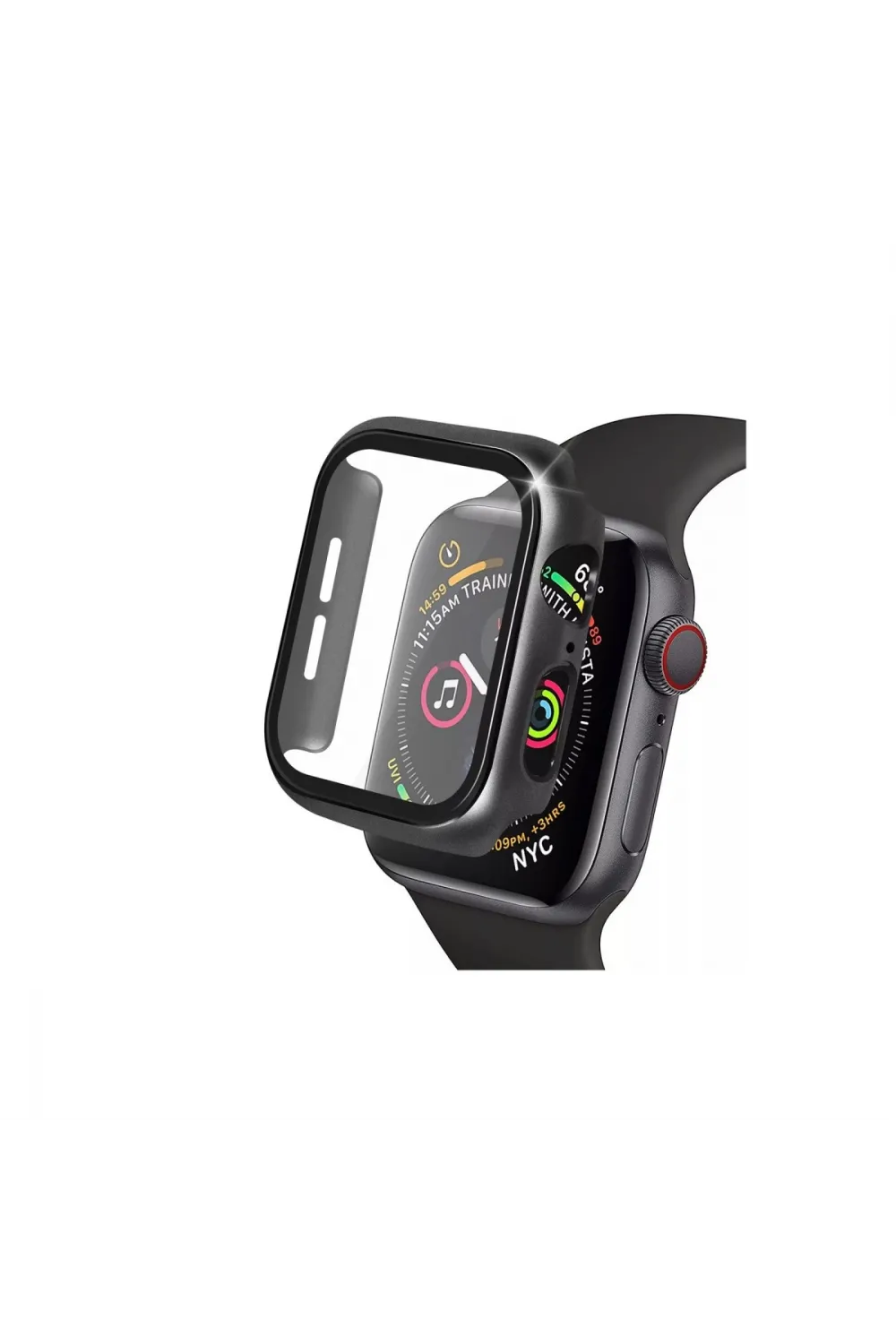 Apple Watch 41mm Camlı Kasa Ekran Koruyucu - Siyah