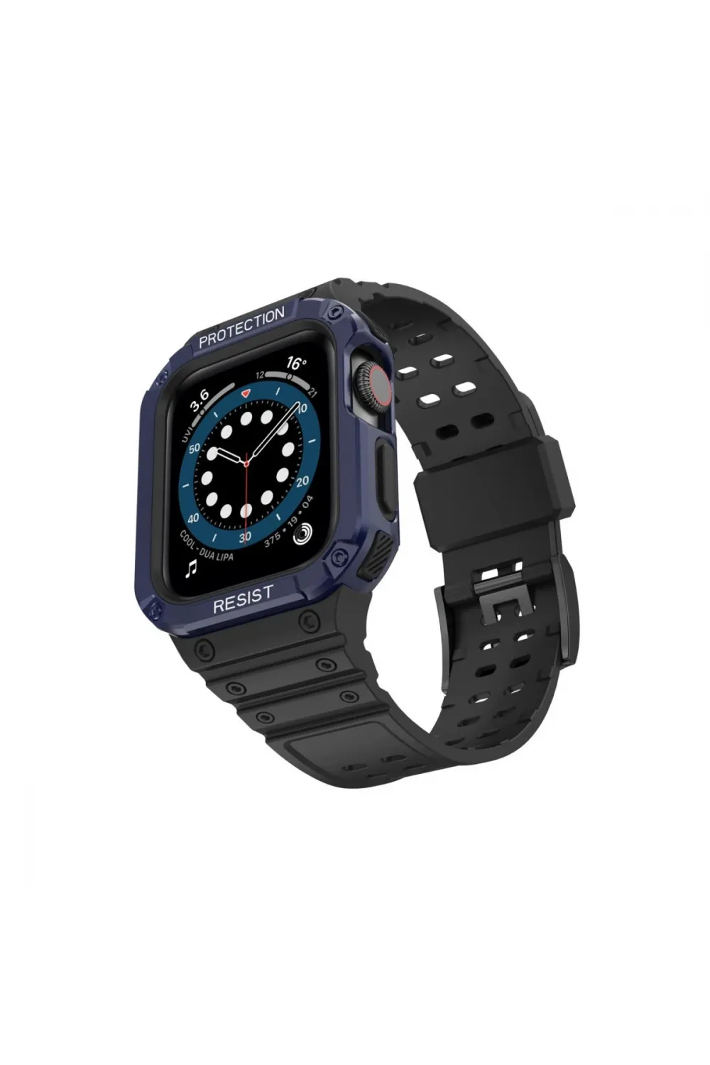 Apple Watch 42mm Kr401 Silikon Kordon (saat Değildir) - Siyah-mavi