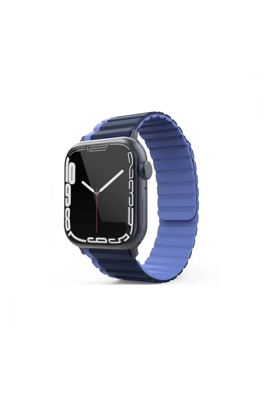 Apple Watch 42mm Mo-wb1 Çift Renk Mıknatıslı Silikon Kordon (saat Değildir) - Lacivert-mavi