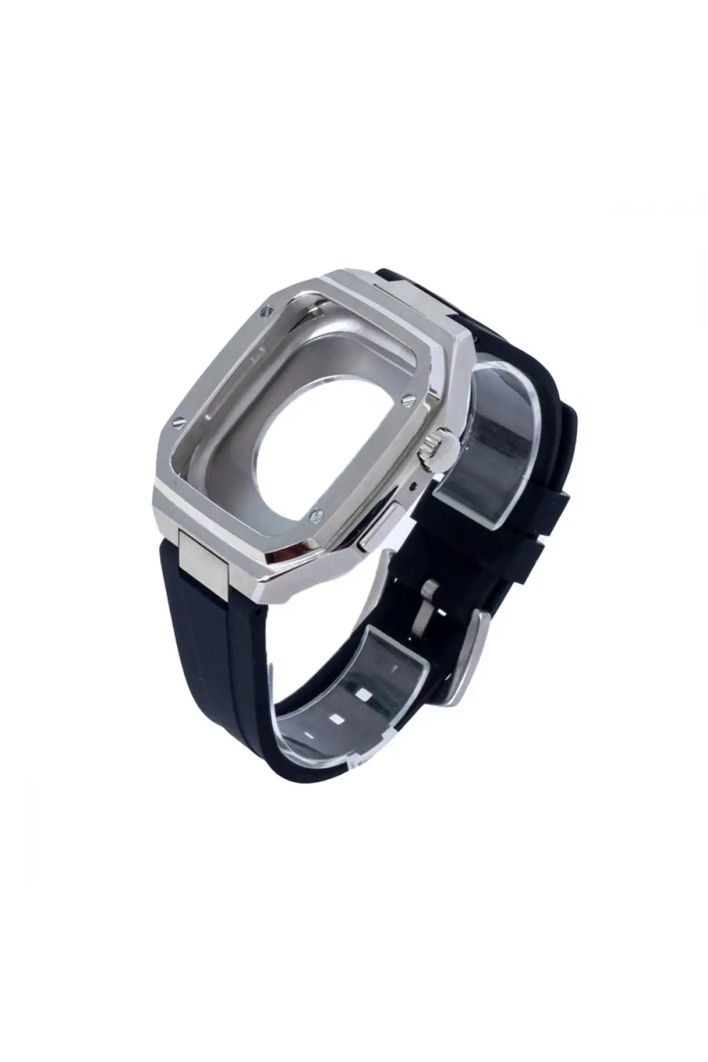 Apple Watch 44mm Kr402 Metal Kasa Silikon Kordon (saat Değildir) - Gümüş