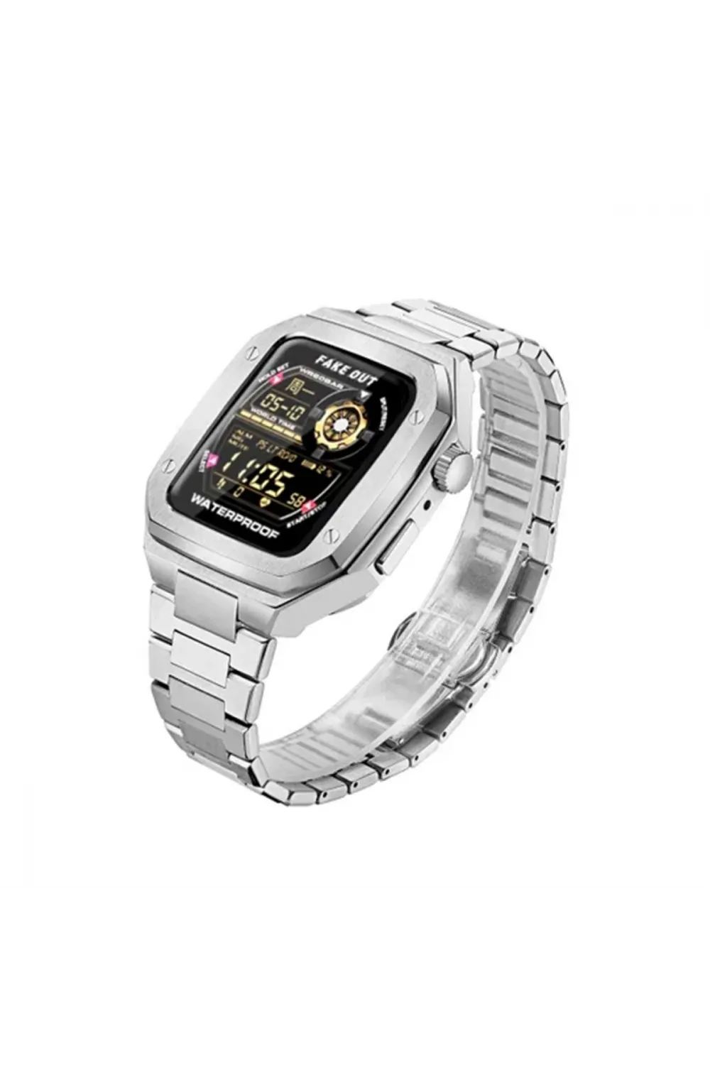 Apple Watch 44mm Metal Petek Kasalı Kordon (saat Değildir) - Siyah