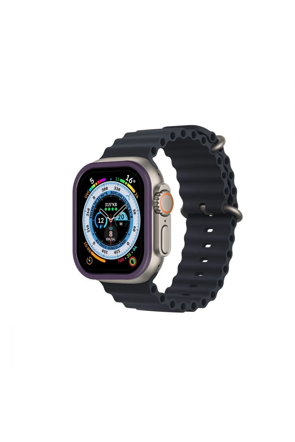 Apple Watch Ultra 49mm Alüminyum Kasa Cam Ekran Koruyucu - Mor