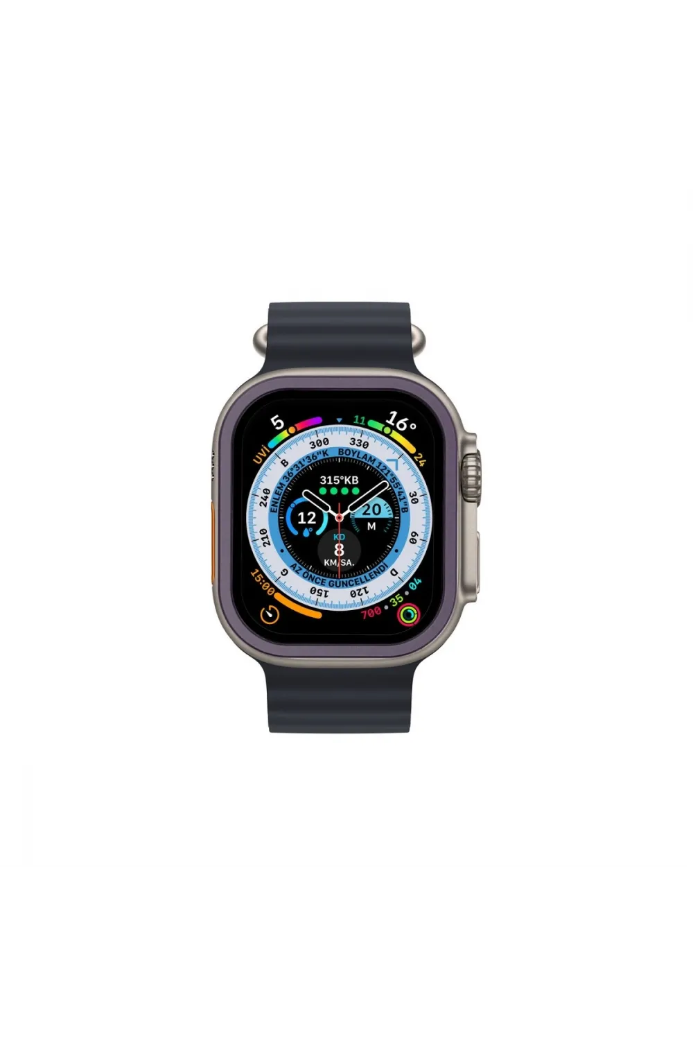 Apple Watch Ultra 49mm Alüminyum Kasa Cam Ekran Koruyucu - Mor