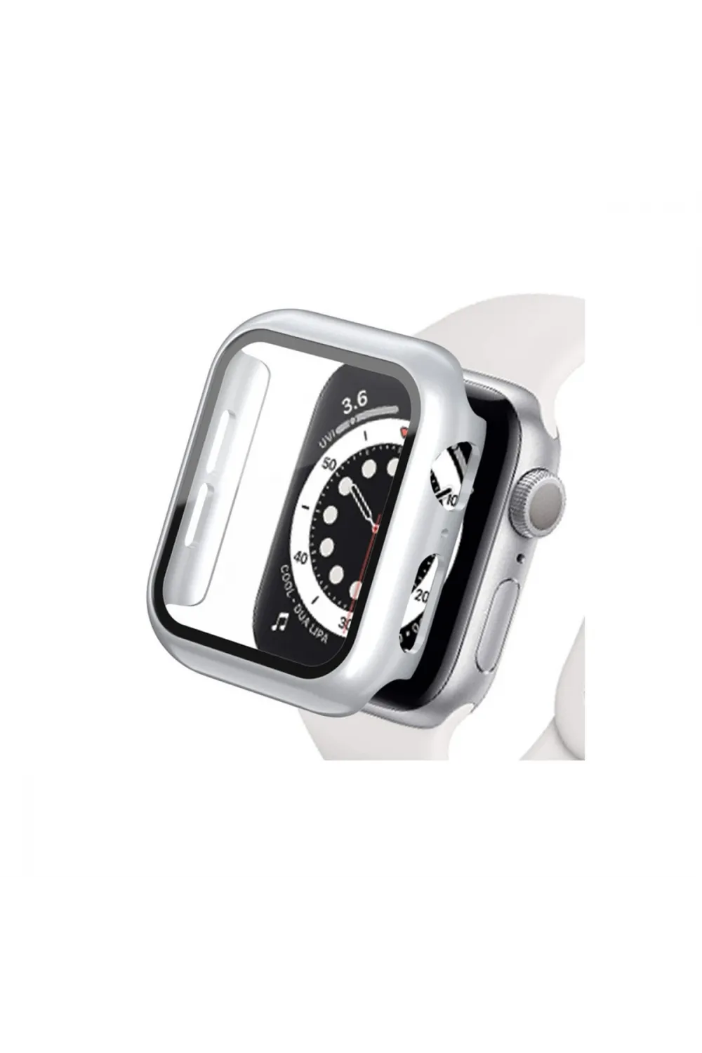 Apple Watch Ultra 49mm Camlı Kasa Ekran Koruyucu - Gümüş