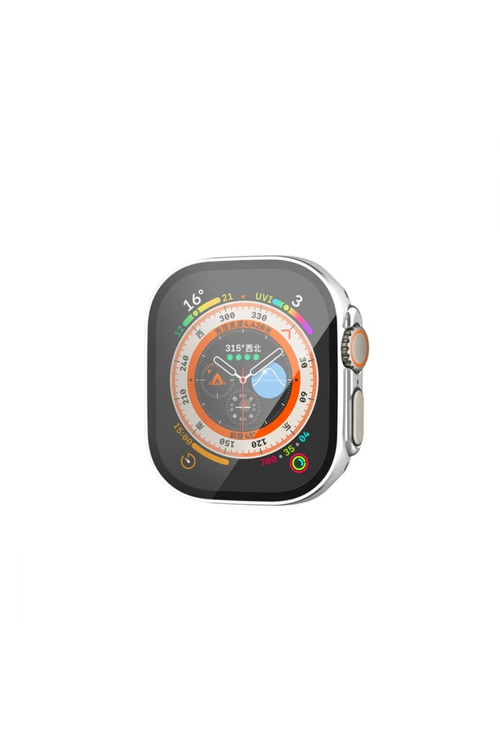 Apple Watch Ultra 49mm Legend Camlı Kasa Ekran Koruyucu - Gümüş