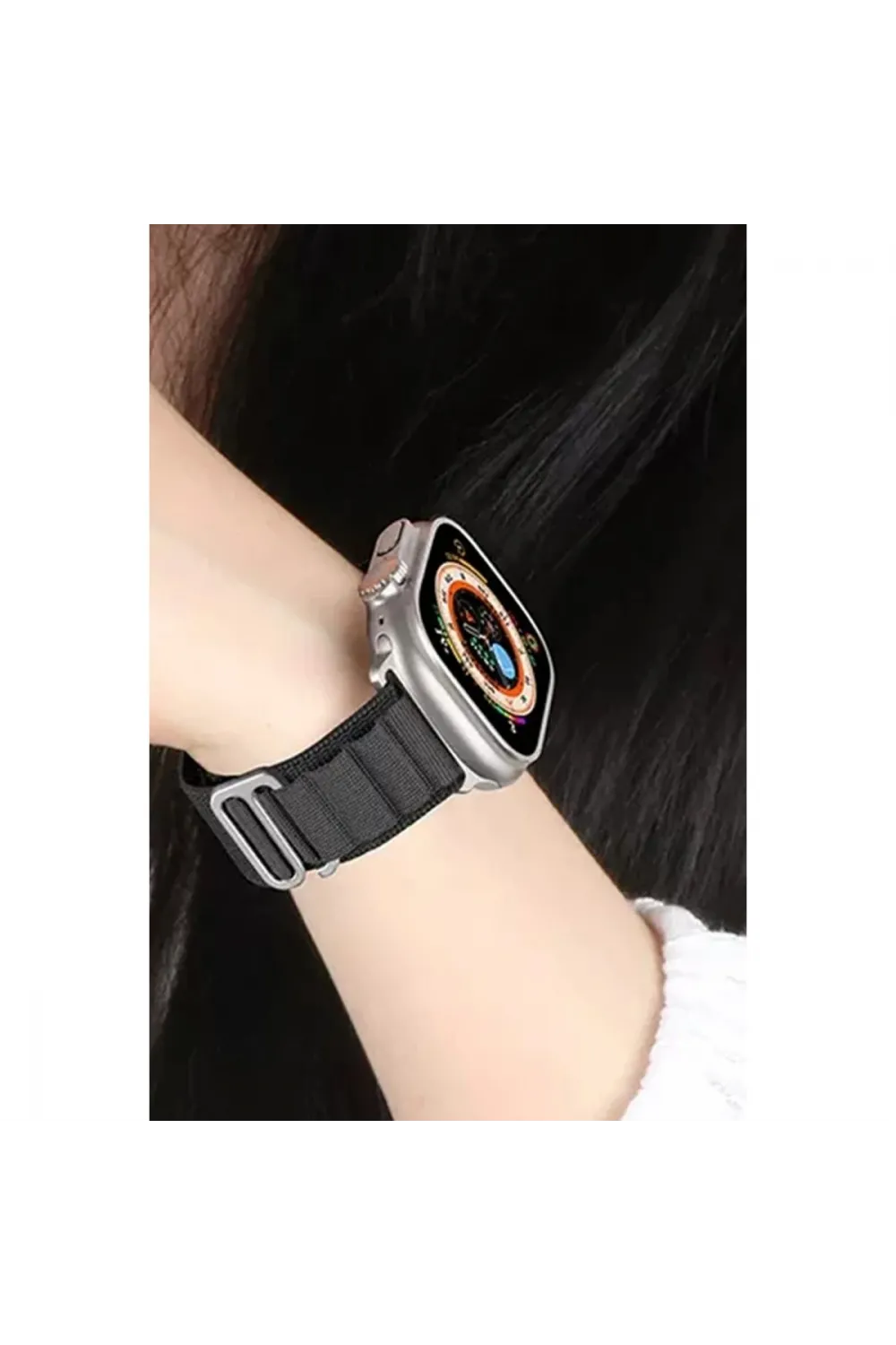 Apple Watch Ultra 49mm Mountain Kordon (saat Değildir) - Siyah-turuncu