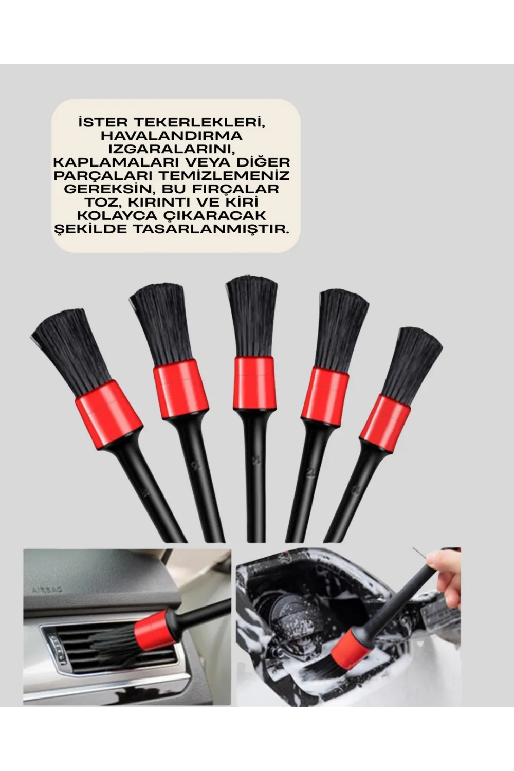 Araba Temizliği İçin 5 Parça Fırça Takımı