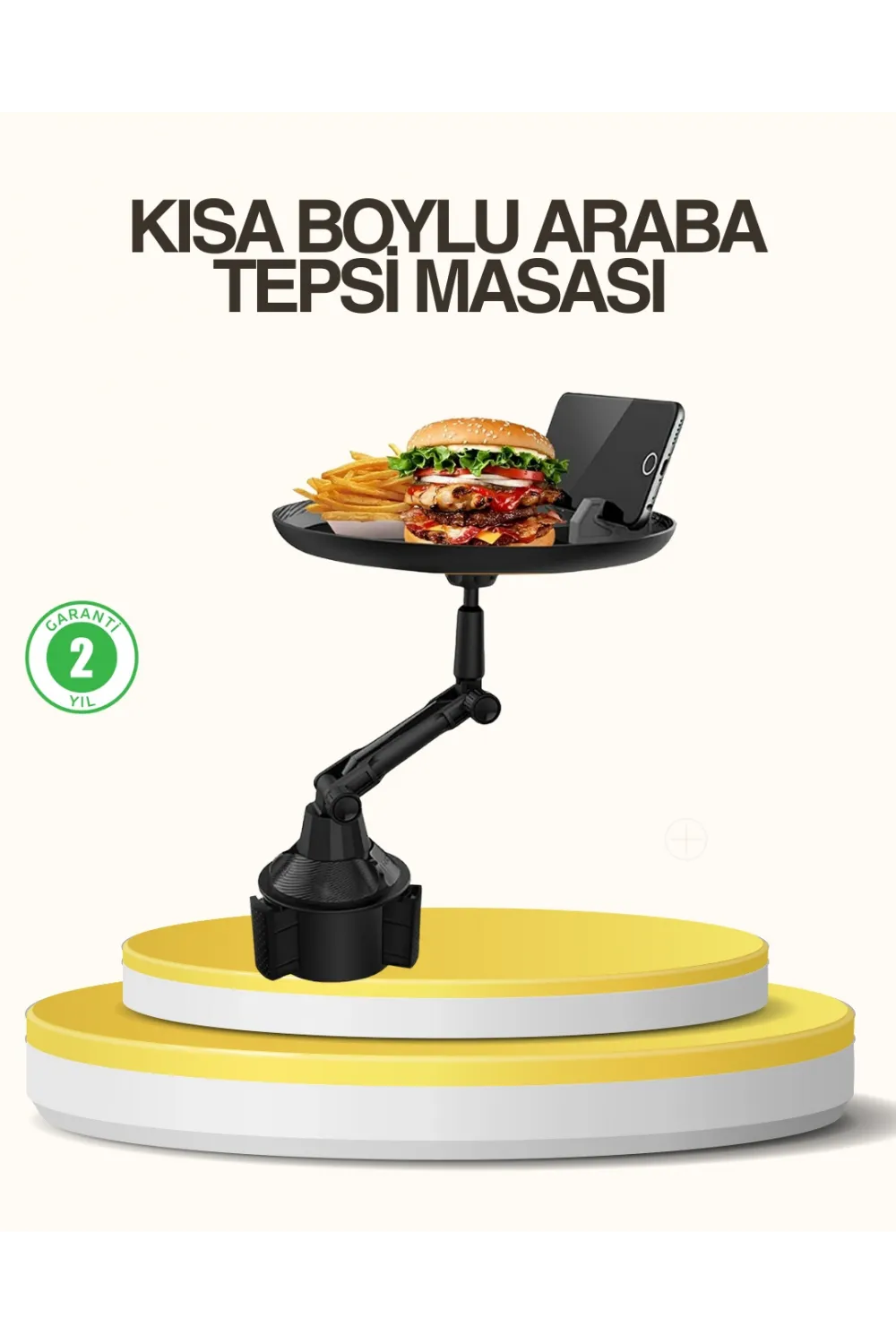 Araç Bardaklık Tepsisi 360° Dönebilen Kol Ayarlı Geniş Yemek Alanlı