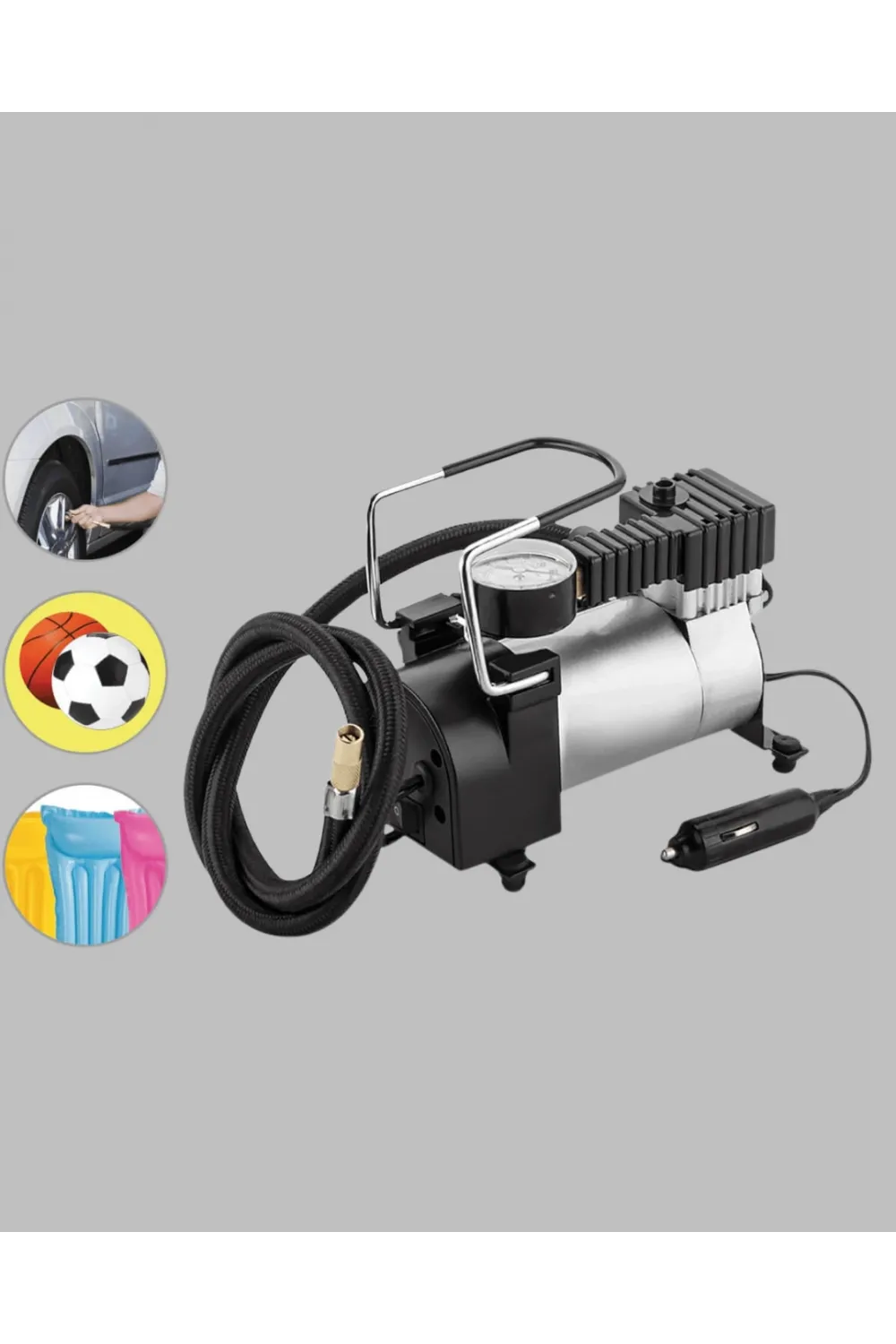 Araç Çakmak Girişli Metal Hava Kompresörü 10a Güçlü Motor