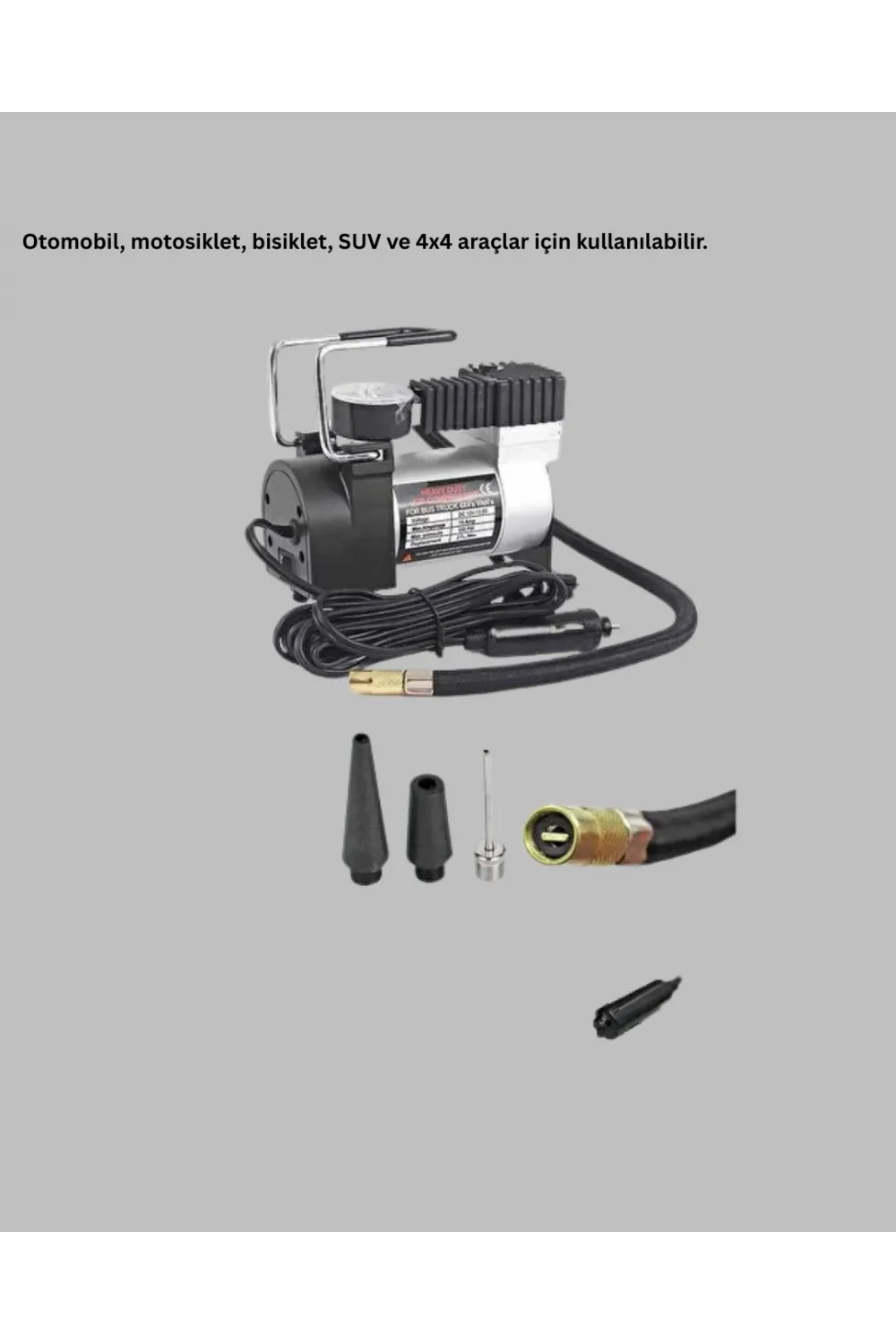 Araç Çakmak Girişli Metal Hava Kompresörü 10a Güçlü Motor