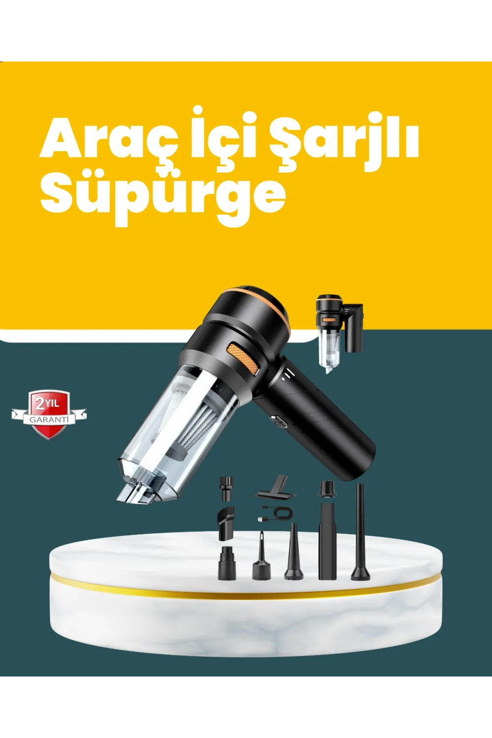 Araç İçi Derinlemesine Temizlik İçin Kompakt Ve Ergonomik El Süpürgesi