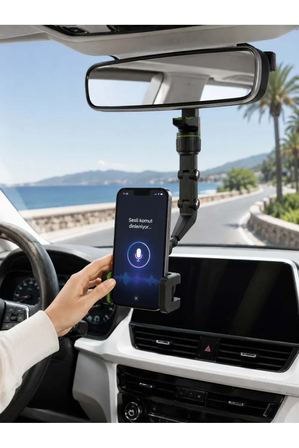 Araç İçi Dikiz Aynası Telefon Tutucu 360° Dönebilen Katlanabilir