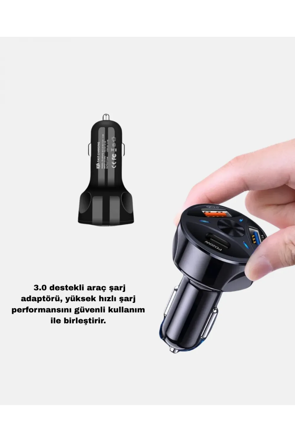 Araç İçi Telefon Tutucu + Quick Charge 3.0 Araç Şarj Cihazı Seti