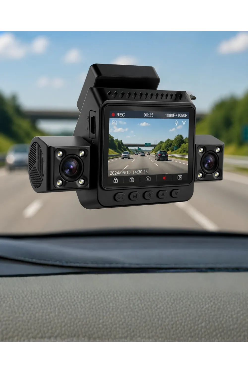 Araç Ön Arka İç Kamera Sistemi Full Hd Hareket Sensörlü Kayıt Cihazı