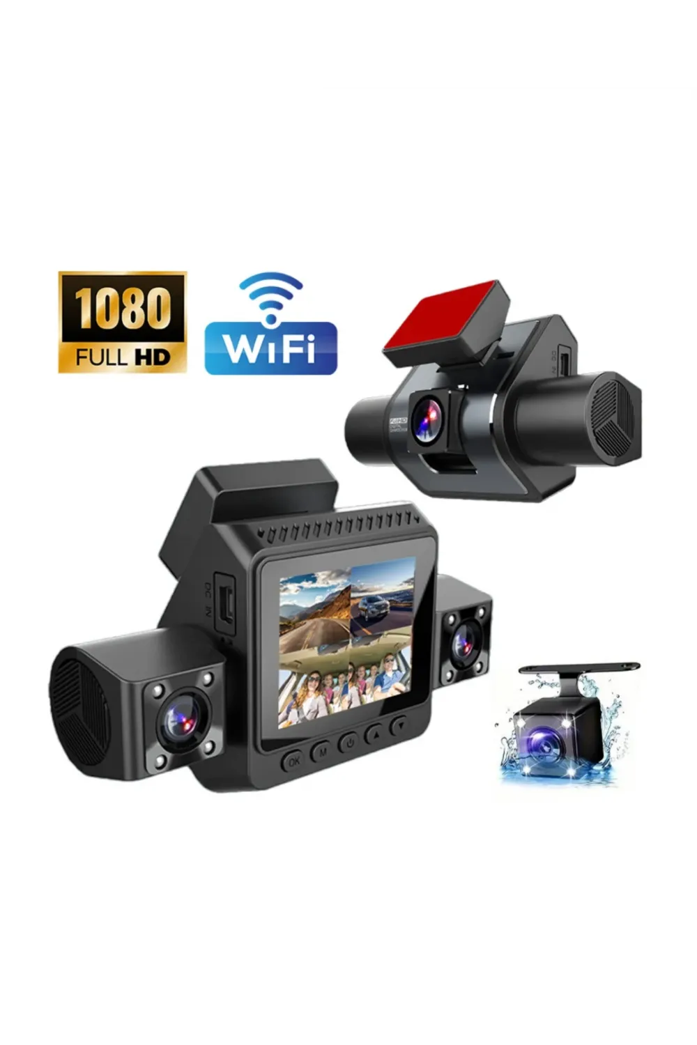 Araç Ön Arka İç Kamera Sistemi Full Hd Hareket Sensörlü Kayıt Cihazı