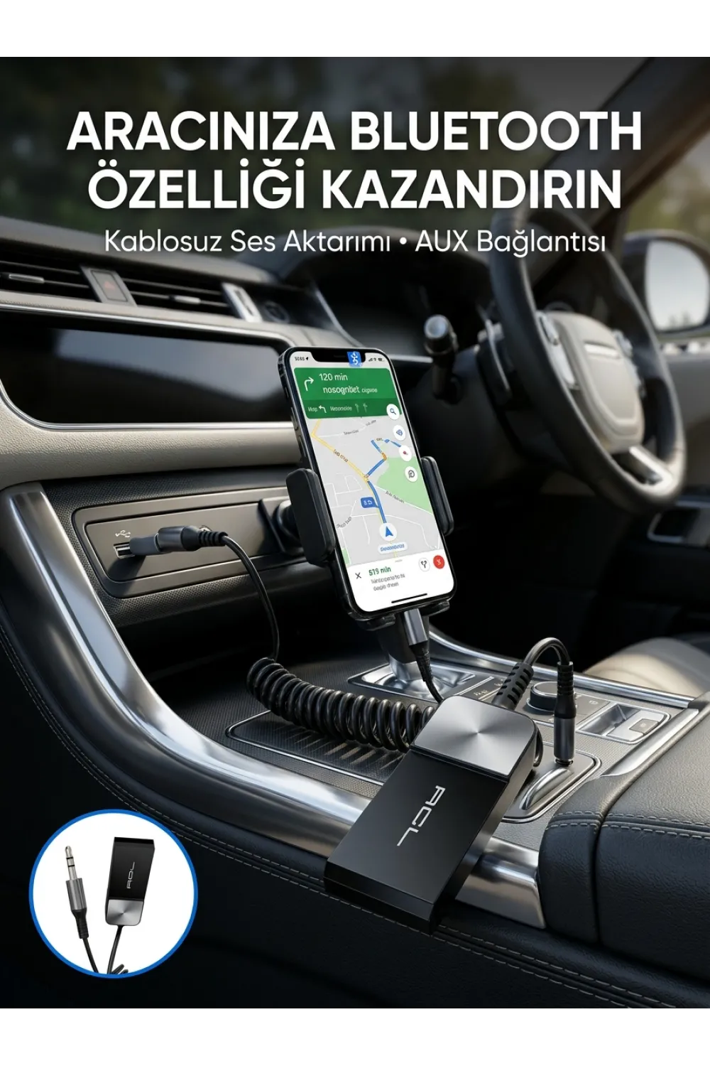 Araç Ve Ev Ses Sistemleri İçin Bluetooth Aux Adaptörü