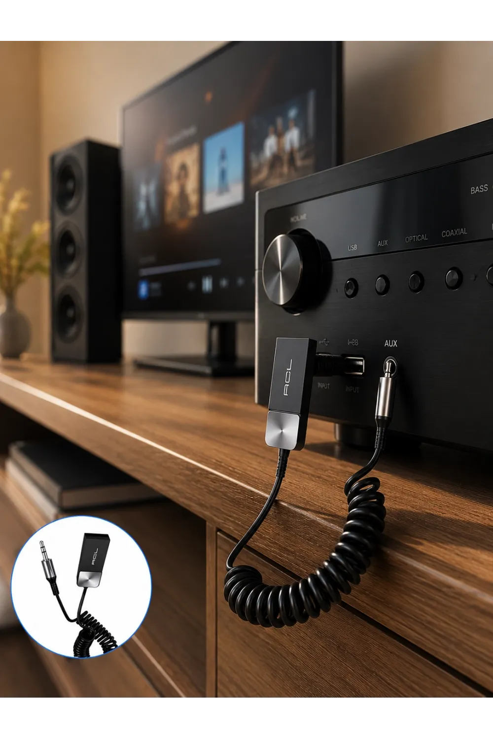 Araç ve Ev Ses Sistemleri İçin Bluetooth AUX Adaptörü