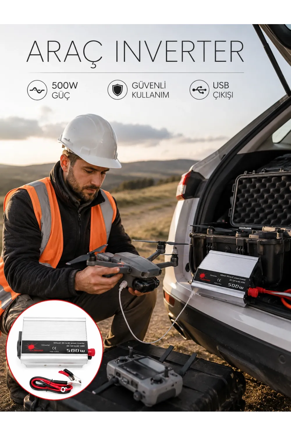 Araçtan Ev Tipi Priz 500w Kullanımı İnvertör