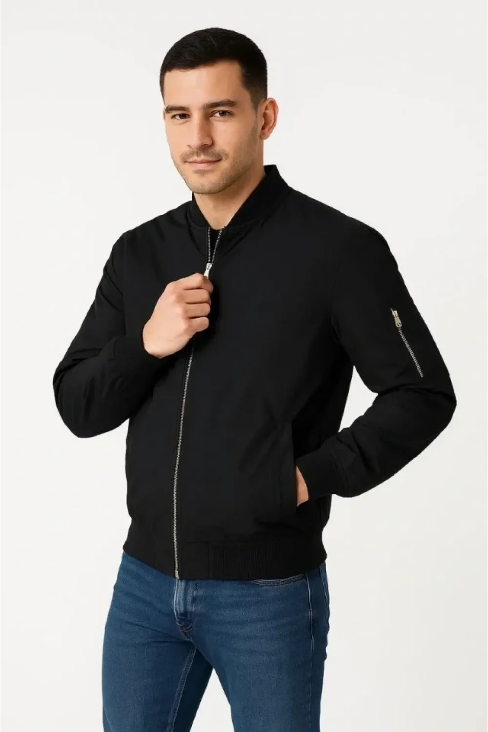 Arka Bomber Ceket - Siyah