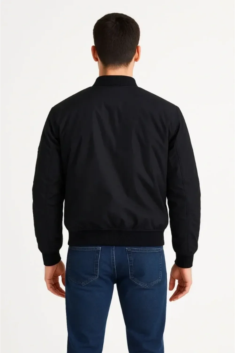 Arka Bomber Ceket - Siyah
