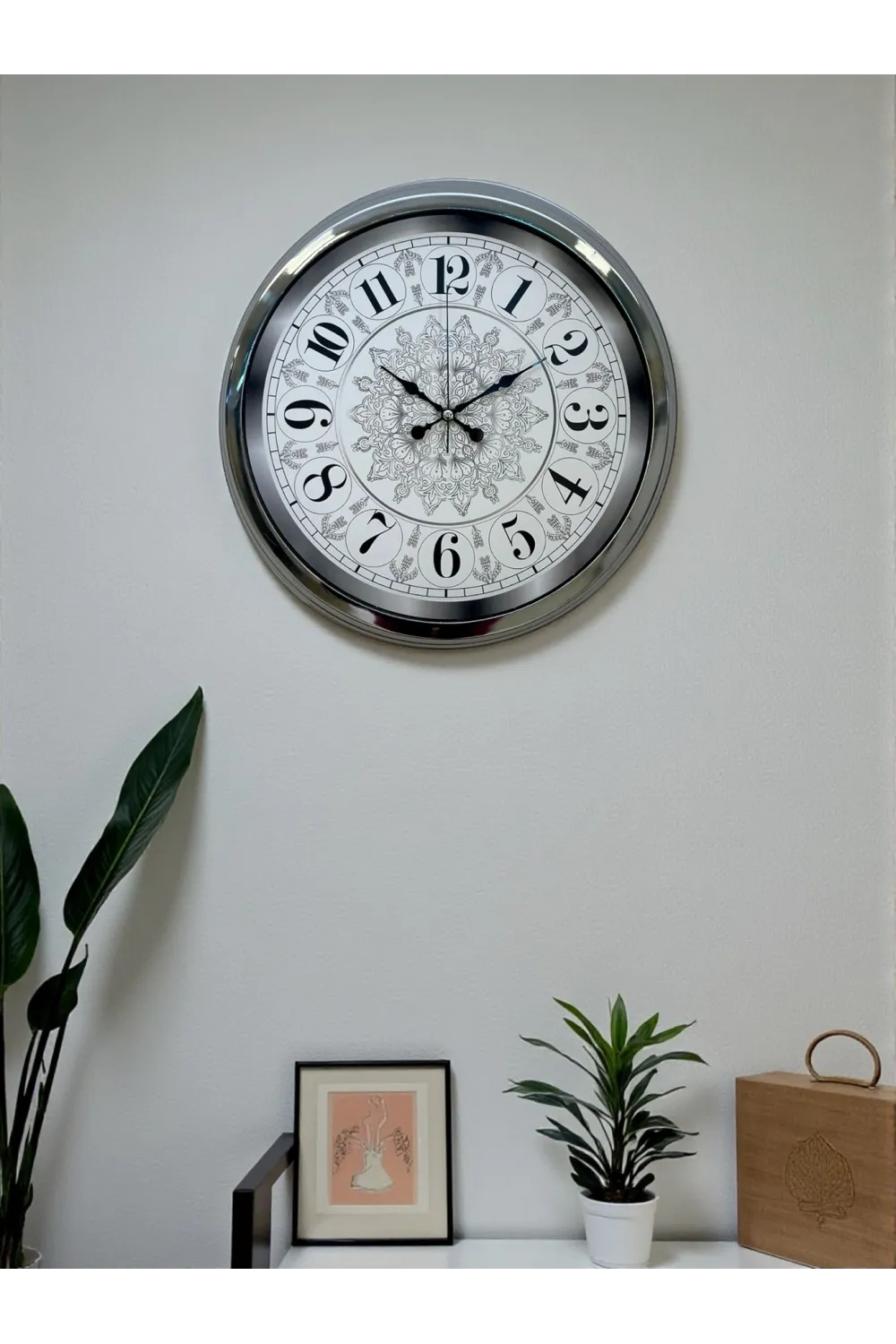 Asil Motif Krom 40 Cm Metal Duvar Saati
