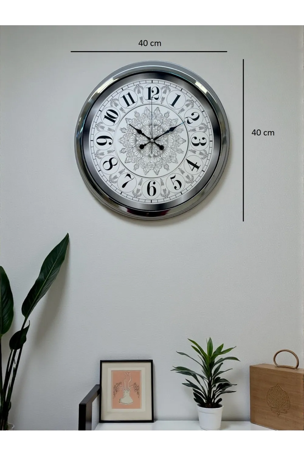 Asil Motif Krom 40 Cm Metal Duvar Saati