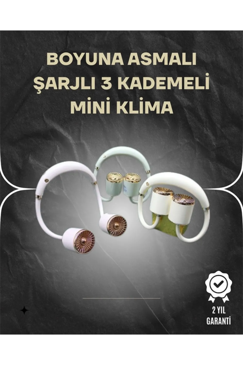 Asılabilir Mini Boyun Fanı | 1000mah Şarjlı, Turbo Güçlü Rüzgar