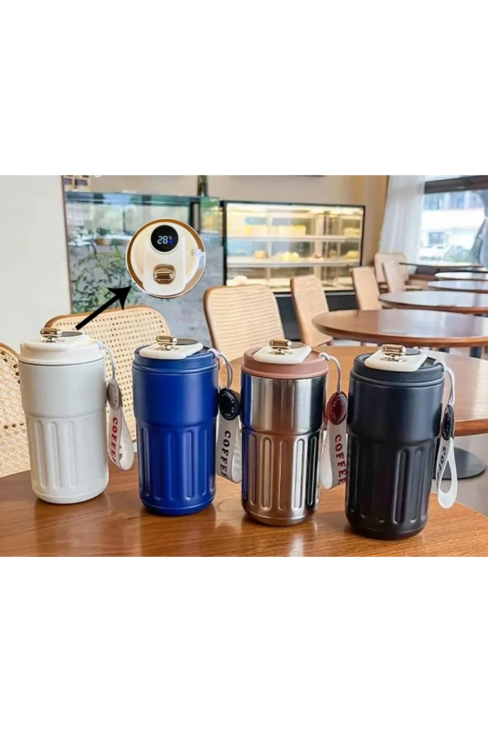 Askılı Ve Derece Göstergeli Vakumlu Mug - 500 Ml Modern Kahve Termosu IEG3136