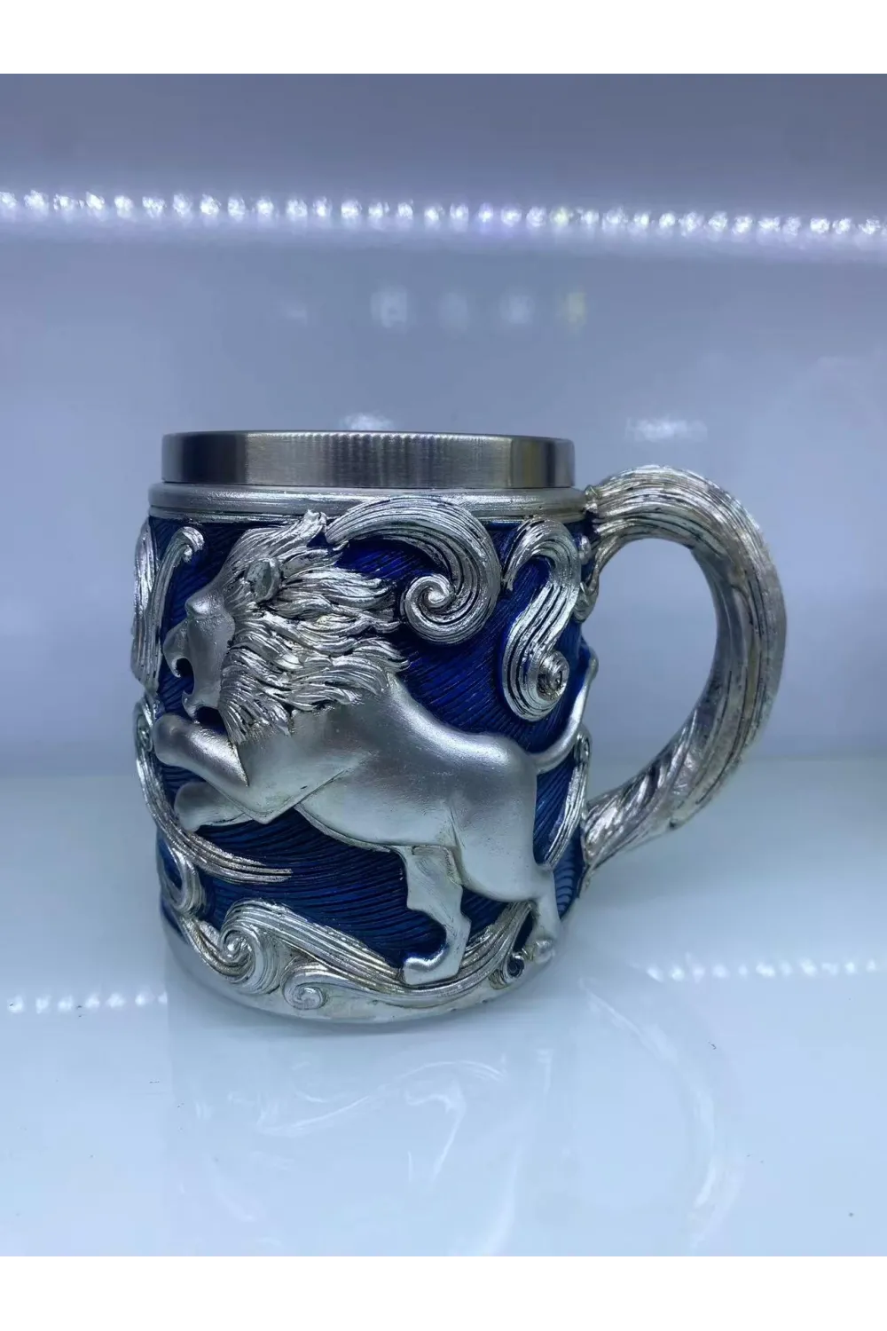 Aslan işlemeli Çelik Kupa Bardak Kod 6974