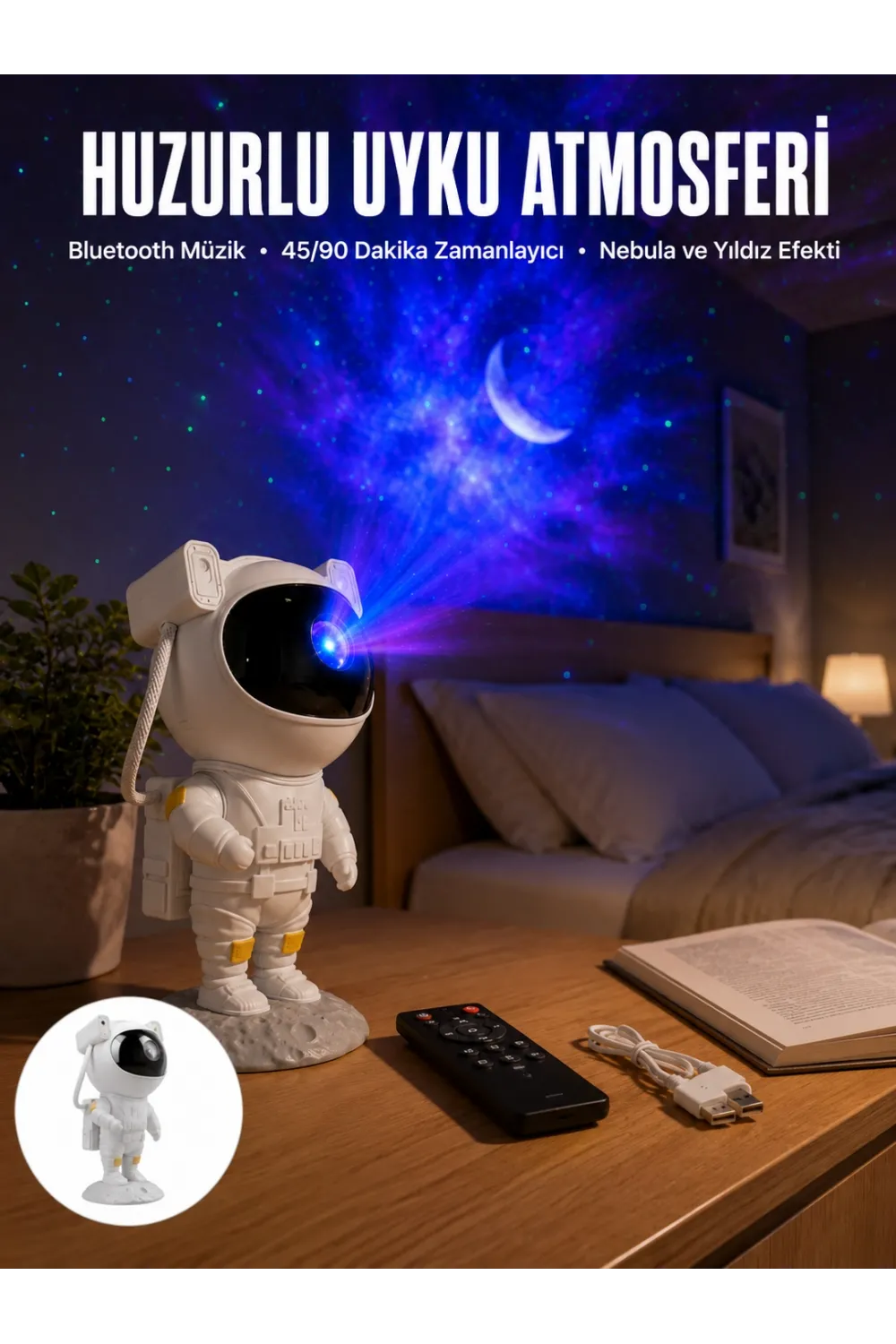Astronot Görünümlü Projeksiyon Speaker Taşınabilir