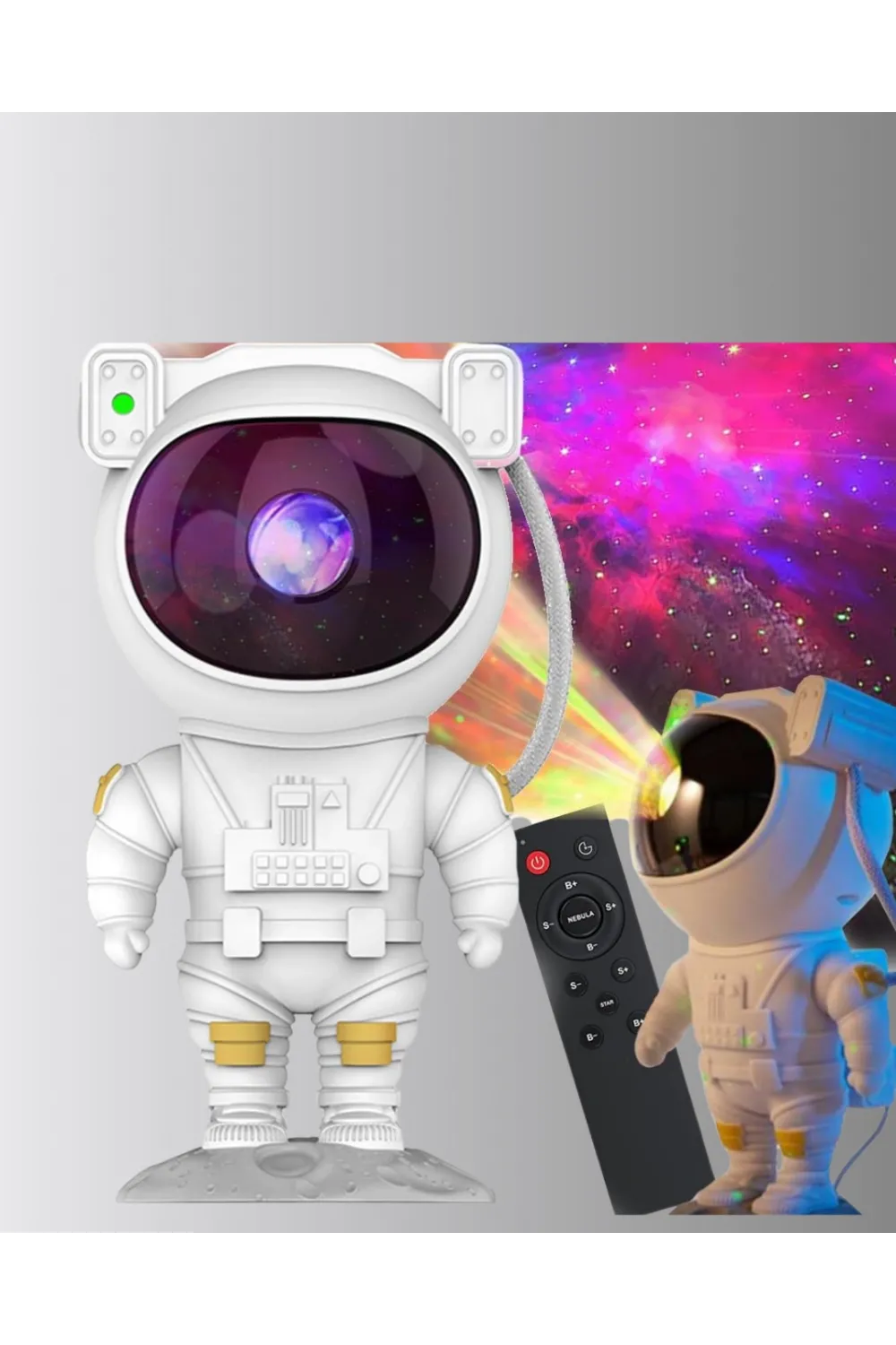 Astronot Şekilli Galaxy Projeksiyon Lambası Nebula Efektli Dekoratif Lamba