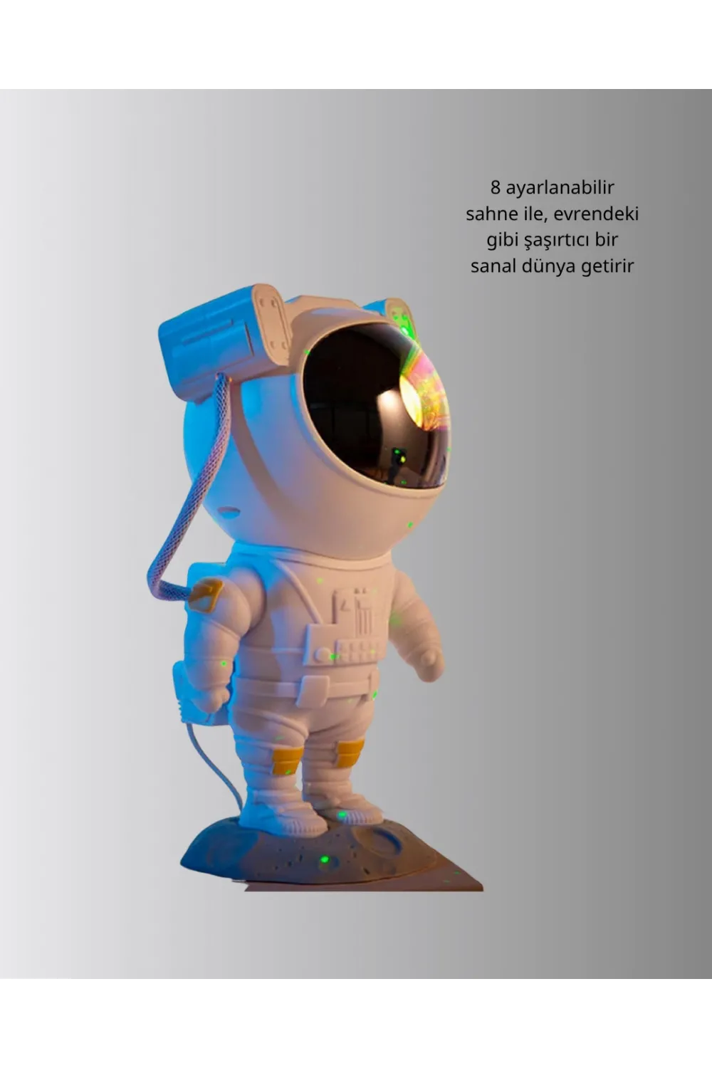 Astronot Yıldız Projeksiyon Lambası 8 Efektli Uzaktan Kumandalı Gece Işığı