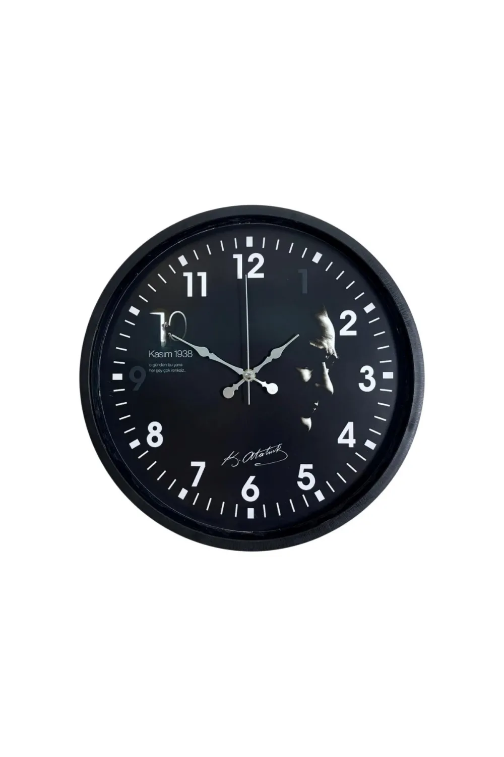 Atatürk Tasarımlı Siyah 36 Cm Premium Duvar Saati